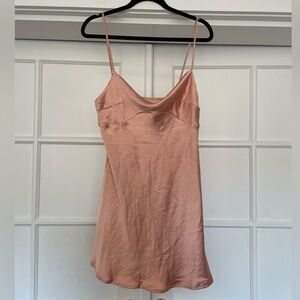 Peach Satin Slip Mini Dress Champagne Pink (adjustable straps) - new nightgown